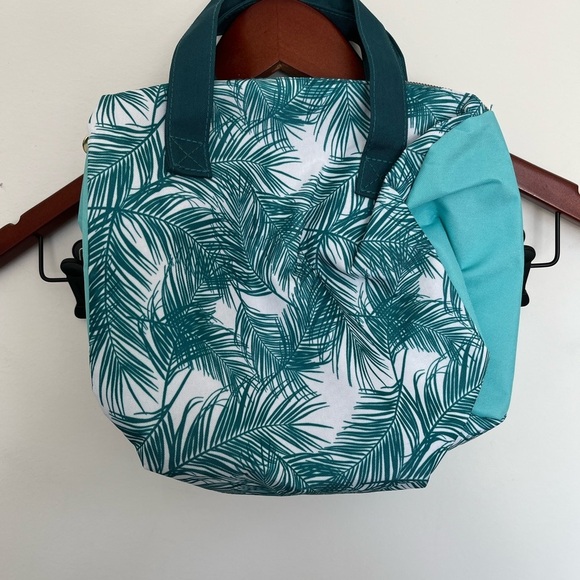 Yves Rocher Tropical Teal Leaf Print Women's Bag - Picture 4 of 4
